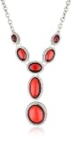 Napier Ruby Colored Oval Drop Y Necklace
