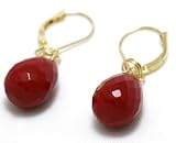 Ruby Earrings Tear Drops Ruby Quartz on 14k Gold Earrings with Lever Back