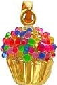 14K Gold 3D Bead Icing Cupcake Pendant
