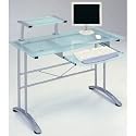 The Prota-8 Computer Glass Table (Frosted / Silver) (37.80"H x 23.62"W x 46.85"D)