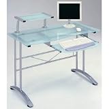 The Prota-8 Computer Glass Table (Frosted / Silver) (37.80H x 23.62W x 46.85D)