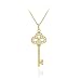 18K Gold over Sterling Silver Designer Inspired CZ Crown Key Pendant