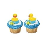 12 ct - Yellow Duck Ducky Duckie Cupcake Picks Cake Topper Decorations