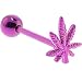 Purple Titanium Anodized 3-D POT LEAF Barbell Tongue Ring
