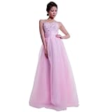 Moonar Chiffon Strapless Sweetheart Paillette A Line Prom Formal Gown Party Bridesmaid Wedding Dress Pink Size 8