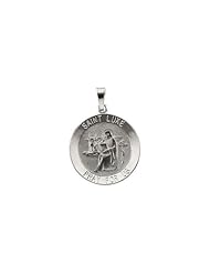 15.00 mm St. Luke Medal in 14K White Gold
