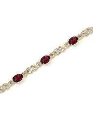 14kt Yellow Gold Oval Garnet and Diamond Bracelet