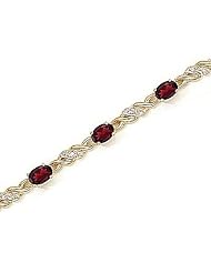 14kt Yellow Gold Oval Garnet and Diamond Bracelet
