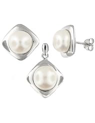 Sterling Silver and Freshwater Pearl Earring and Pendant Set
