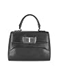 Pierre Cardin Black Genuine Leather Twist-lock Flap Handbag