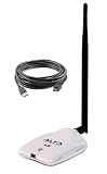 Alfa AWUS036NHR - High-Gain 2000mw 2W 802.11 B/G/N Wireless USB Network Adaptor With a 5dBi And a 5m (16.4 Feet) USB Cable - Wireless-N 802.11n Wi-Fi - 150Mbps - 2.4 GHz - 5dBi Antenna - Long Range - Realtek Chipset - Strongest on the Market