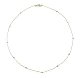 14k Yellow Gold Diamond Station Necklace, 17" (1/5 cttw)