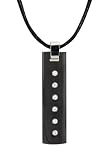 Black Stainless Steel Pendant Necklace with 6 Cubic Zirconias