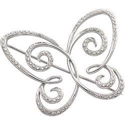14K White Gold Diamond Fashion Brooch by Britney