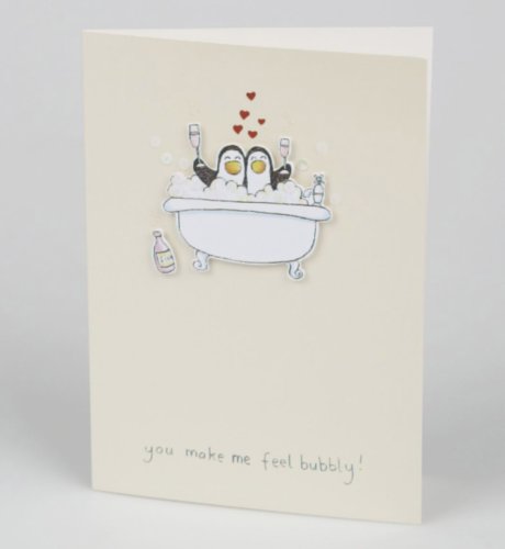 Champagne Penguins Handcrafted Valentine Card