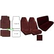 A Set of 2 Universal Fit High Back Scottsdale Pattern Front Bucket Seat Cover, A Set of 4 Universal Fit Plush Carpet Floor Mats for Cars and One Universal Fit Scottsdale Rear / Bench Seat Cover - Burgundy