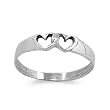 Rhodium Plated Sterling Silver 4mm Heart Shaped Ring (Size 4 - 9)