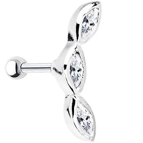 Silver 925 Clear Teardrop CZ Cartilage Earring