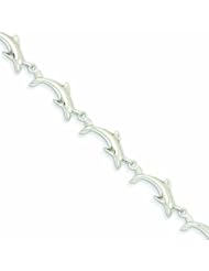 14K White Gold Dolphin Bracelet 7 Inches