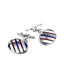 Forzieri Oval Striped Sterling Silver Double Sided Cufflinks