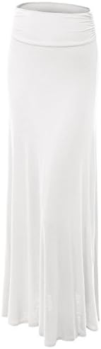 Womens Rayon Lightweight Floor Length Maxi Skirt (X-Large, White)