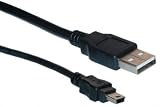 USB Type A Male / Mini-B Male Cable, 5 Pin, Black, 3 ft