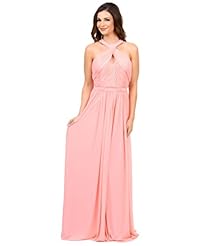 A-line Halter Natural   Waistline Floor Length Chiffon Pleated Lace Bridesmaid Dress 