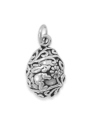 Egg with Bunny & Flowers Charm