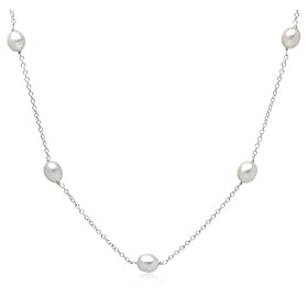Sterling Silver Freshwater Cultured Pearl Tin Cup Necklace, 32 by Amazon.com Collection