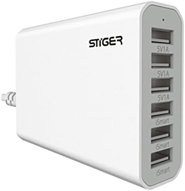 Stiger 50w 6 Prot High Speed Desktop Usb Charger for Iphone ,Ipad , Samsung, Htc, Nokia By Sistel Retail Packing