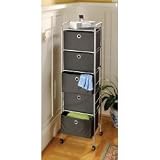 Gear 5 Drawer Chest - Rolling (Black and Satin Nickel) (55H x 12W x 16.25D)