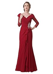 V-neck Chiffon/Satin Mother-of-the-Bride Dress/Wedding Dress 