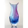 Murano Glass Vase Red & Blue Sommerso Multifaceted Cut 100% Handblown Art E65A