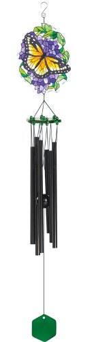Joan Baker Designs WCH303 25-Inch Monarch and Wisteria Art Glass Windchime