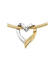14K White Gold /Yellow Gold 27.00X22.50 mm Two Tone Heart Chain Slide