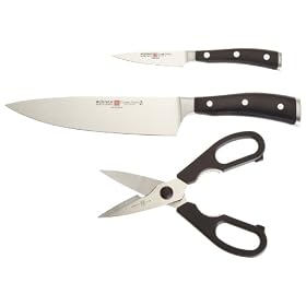 Wusthof Classic Ikon Black 3-Piece Essentials Set, Including Chef's Knife, Parer and Shear