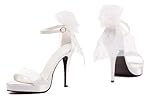 IMAGE OF 4.5 Inch Bride Sandal Women'S Size Shoe With Ankle Strap And Veil On Back Of Shoe (White-6)