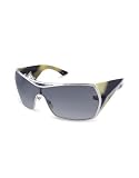 Christian Dior Dior Gaucho 2 - Logoed Temple Metal Shield Sunglasses silver horn/shaded grey