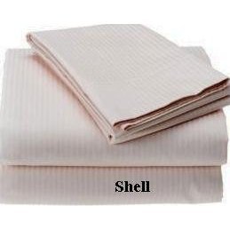 ELEGANCE 500 Thread Count Bed Sheet Set Egyptian Cotton Sateen Stripe Shell (Queen).