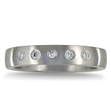 Ladies and Mens Diamond Band in Titanium in Sizes 4 to 13