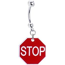 Red Stop Sign Belly Ring