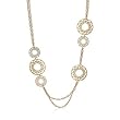 14k Yellow Matte Gold Rhodium Plated 2-Strand Circle Charm Necklace- 30 IN + 3 IN