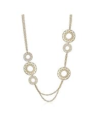 14k Yellow Matte Gold Rhodium Plated 2-Strand Charm Necklace- 30 IN + 3 IN