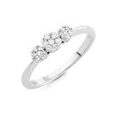 1/4 Carat Diamond Cluster Bridal Ring in 10K White Gold Size-7