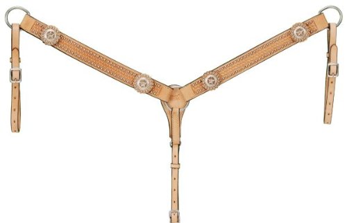 Basketstamp Breastcollar W/Silver Star Conchos & Dots