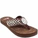 Justin Flip Flops 5514802 Micah Brown Flat Round Concho Croco Strap Clear Crystals