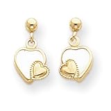 14k Mother Of Pearl Heart Drop Earrings