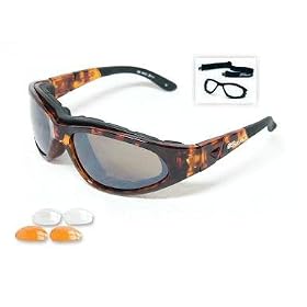 Body Specs Sunglasses or Goggles BSG-2 Demi Tortoise Frame with Brown Mirror, Light Rust, and Clear...