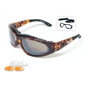 Body Specs Sunglasses or Goggles BSG-2 Demi Tortoise Frame with Brown Mirror, Light Rust, and Clear...