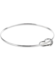 Sterling Silver Engraved "Love" Open Heart Bangle Bracelet